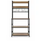 Konyhai tároló, ModernHome GIC-RC170-15, 177 x 84 x 40 cm, világos tölgy, 6 szintes, akasztókkal