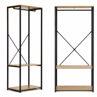   Álló ruhafogas, ModernHome GIC-HS17D-15, világos tölgy, magasság: 167 cm, 1 akasztórúd, 2 polc, acél váz, MDF polcok, teherbírás: 3 kg/akasztórúd, 10 kg/polc