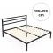 Fém ágykeret, ModernHome GIC-BFWB02, 135 x 190 cm, fekete, fém és fa, fém ágykeret és fejtámla, 400 kg teherbírás