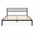 Fém ágykeret, ModernHome GIC-BFWB02, 135 x 190 cm, fekete, fém és fa, fém ágykeret és fejtámla, 400 kg teherbírás