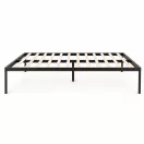 Fém ágykeret, ModernHome GIC-BF03, 135 x 190 cm, fekete, fém és fa, fém ágykeret, minimalista, 400 kg teherbírás