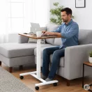 Laptopasztal, ModernHome JNI-PN01-5-16, barna, 71 x 48 cm, 71,5–112 cm állítható magasság, kerekes, fékezhető görgők, italtartó, fa és fém anyagból, teherbírás: 25 kg