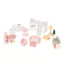 Fa babaház, ECOTOYS EF8208, Laura, 59 x 32,5 x 90 cm, 3 szint, 5 szoba, 15 db bútor