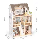 Fa babaház, ECOTOYS EF8208, Laura, 59 x 32,5 x 90 cm, 3 szint, 5 szoba, 15 db bútor