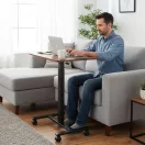 Laptopasztal, ModernHome JNI-PN01-1-16-NP, barna, 70 x 48 cm, 71,5-112 cm állítható magasság, kerekes, fékezhető görgők, italtartó, fa és fém anyagból, teherbírás: 25 kg