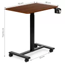 Laptopasztal, ModernHome JNI-PN01-1-16-NP, barna, 70 x 48 cm, 71,5-112 cm állítható magasság, kerekes, fékezhető görgők, italtartó, fa és fém anyagból, teherbírás: 25 kg