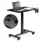 Laptopasztal, ModernHome JNI-PN01-1-1-NP, fekete, 70 x 48 cm, 71,5-112 cm állítható magasság, kerekes, fékezhető görgők, italtartó, fa és fém anyagból, teherbírás: 25 kg