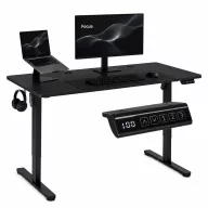   Számítógépasztal, ModernHome JSD-C5-1-1 , fekete, 140 x 60 cm, 72–118 cm elektromosan állítható magasság, fa és fém anyagból, teherbírás: 70 kg