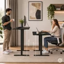 Számítógépasztal, ModernHome JSD-C5-1-1 , fekete, 140 x 60 cm, 72–118 cm elektromosan állítható magasság, fa és fém anyagból, teherbírás: 70 kg