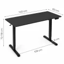 Számítógépasztal, ModernHome JSD-C5-1-1 , fekete, 140 x 60 cm, 72–118 cm elektromosan állítható magasság, fa és fém anyagból, teherbírás: 70 kg