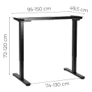 Számítógépasztal-váz, ModernHome JSD-F3-1, fekete, maximum 160 x 70 cm asztallaphoz, 72–120 cm elektromosan állítható magasság, teherbírás: 100 kg