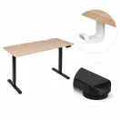 Számítógépasztal, ModernHome JSD-C5-1-15 , világos tölgy, 140 x 60 cm, 72–118 cm elektromosan állítható magasság, fa és fém anyagból, teherbírás: 70 kg