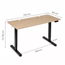 Számítógépasztal, ModernHome JSD-C5-1-15 , világos tölgy, 140 x 60 cm, 72–118 cm elektromosan állítható magasság, fa és fém anyagból, teherbírás: 70 kg