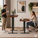 Számítógépasztal, ModernHome JSD-C5-1-19 , sötét tölgy, 140 x 60 cm, 72–118 cm elektromosan állítható magasság, fa és fém anyagból, teherbírás: 70 kg