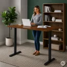 Számítógépasztal, ModernHome JSD-C5-1-19 , sötét tölgy, 140 x 60 cm, 72–118 cm elektromosan állítható magasság, fa és fém anyagból, teherbírás: 70 kg