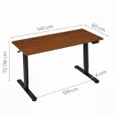 Számítógépasztal, ModernHome JSD-C5-1-19 , sötét tölgy, 140 x 60 cm, 72–118 cm elektromosan állítható magasság, fa és fém anyagból, teherbírás: 70 kg