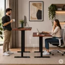 Számítógépasztal, ModernHome JSD-C5-1-16 , antik tölgy, 140 x 60 cm, 72–118 cm elektromosan állítható magasság, fa és fém anyagból, teherbírás: 70 kg