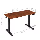 Számítógépasztal, ModernHome JSD-C5-1-16 , antik tölgy, 140 x 60 cm, 72–118 cm elektromosan állítható magasság, fa és fém anyagból, teherbírás: 70 kg