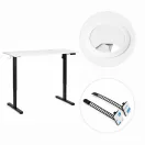 Számítógépasztal, ModernHome JSD-B5-1-5, fehér, 120 x 60 cm, 72–118 cm elektromosan állítható magasság, fa és fém anyagból, teherbírás: 70 kg