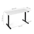 Számítógépasztal, ModernHome JSD-B5-1-5, fehér, 120 x 60 cm, 72–118 cm elektromosan állítható magasság, fa és fém anyagból, teherbírás: 70 kg