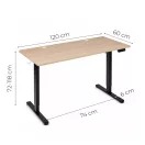 Számítógépasztal, ModernHome JSD-B5-1-15, világos tölgy, 120 x 60 cm, 72–118 cm elektromosan állítható magasság, fa és fém anyagból, teherbírás: 70 kg