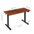 Számítógépasztal, ModernHome JSD-B5-1-16, antik tölgy, 120 x 60 cm, 72–118 cm elektromosan állítható magasság, fa és fém anyagból, teherbírás: 70 kg
