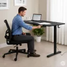 Számítógépasztal, ModernHome JSD-B5-1-1, fekete, 120 x 60 cm, 72–118 cm elektromosan állítható magasság, fa és fém anyagból, teherbírás: 70 kg