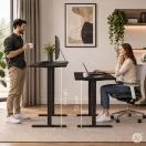 Számítógépasztal, ModernHome JSD-B5-1-1, fekete, 120 x 60 cm, 72–118 cm elektromosan állítható magasság, fa és fém anyagból, teherbírás: 70 kg