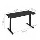 Számítógépasztal, ModernHome JSD-B5-1-1, fekete, 120 x 60 cm, 72–118 cm elektromosan állítható magasság, fa és fém anyagból, teherbírás: 70 kg