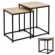   Dohányzóasztal szett, ModernHome GIC-T2S-15, 40 x 40 és 35 x 35 cm, négyzet alakú, magasság: 50,5 éx 45,5 cm, acél váz, MDF asztallap, egymás alá tolható