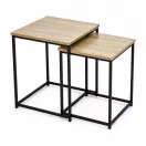 Dohányzóasztal szett, ModernHome GIC-T2S-15, 40 x 40 és 35 x 35 cm, négyzet alakú, magasság: 50,5 éx 45,5 cm, acél váz, MDF asztallap, egymás alá tolható