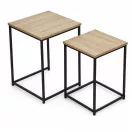 Dohányzóasztal szett, ModernHome GIC-T2S-15, 40 x 40 és 35 x 35 cm, négyzet alakú, magasság: 50,5 éx 45,5 cm, acél váz, MDF asztallap, egymás alá tolható