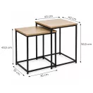 Dohányzóasztal szett, ModernHome GIC-T2S-15, 40 x 40 és 35 x 35 cm, négyzet alakú, magasság: 50,5 éx 45,5 cm, acél váz, MDF asztallap, egymás alá tolható