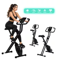   Szobakerékpár, MOVEPRO TH-FB50, fekete, összecsukható, 6 funkciós kijelző, 8 fokozatú ellenállás, csúszásgátló pedálok, 120 kg teherbírás