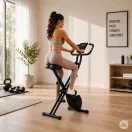 Szobakerékpár, MOVEPRO TH-FB50, fekete, összecsukható, 6 funkciós kijelző, 8 fokozatú ellenállás, csúszásgátló pedálok, 120 kg teherbírás