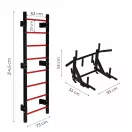 Bordásfal, MOVEPRO TH-GL215, fekete, 214,5 x 73 x 55 cm, húzódzkodó rúddal, szénacél váz, 250–300 kg teherbírás, falra szerelhető