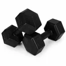 Súlyzókészlet, ModernHome HCD-6-BK, fekete, 2 x 3 kg (összesen 6 kg), hatszögletű, műanyag borítás, cement töltet