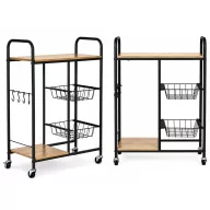  Konyhai tároló, ModernHome GIC-KO85-15, 86,5 x 56,5 x 30 cm, acél váz, MDF polclapok, gurulós, kihúzható kosarakkal, teherbírás: 15 kg