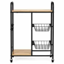 Konyhai tároló, ModernHome GIC-KO85-15, 86,5 x 56,5 x 30 cm, acél váz, MDF polclapok, gurulós, kihúzható kosarakkal, teherbírás: 15 kg