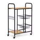 Konyhai tároló, ModernHome GIC-KO85-15, 86,5 x 56,5 x 30 cm, acél váz, MDF polclapok, gurulós, kihúzható kosarakkal, teherbírás: 15 kg