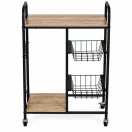 Konyhai tároló, ModernHome GIC-KO85-15, 86,5 x 56,5 x 30 cm, acél váz, MDF polclapok, gurulós, kihúzható kosarakkal, teherbírás: 15 kg