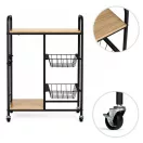 Konyhai tároló, ModernHome GIC-KO85-15, 86,5 x 56,5 x 30 cm, acél váz, MDF polclapok, gurulós, kihúzható kosarakkal, teherbírás: 15 kg