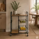 Konyhai tároló, ModernHome GIC-KO85-15, 86,5 x 56,5 x 30 cm, acél váz, MDF polclapok, gurulós, kihúzható kosarakkal, teherbírás: 15 kg