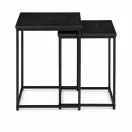 Dohányzóasztal szett, ModernHome GIC-T2S-1-14, fekete, négyzet alakú, 40 x 40 cm és 35 x 35 cm, magasság: 50,5 és 45,5 cm, acél váz, egymás alá tolható