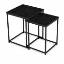 Dohányzóasztal szett, ModernHome GIC-T2S-1-14, fekete, négyzet alakú, 40 x 40 cm és 35 x 35 cm, magasság: 50,5 és 45,5 cm, acél váz, egymás alá tolható