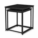 Dohányzóasztal szett, ModernHome GIC-T2S-1-14, fekete, négyzet alakú, 40 x 40 cm és 35 x 35 cm, magasság: 50,5 és 45,5 cm, acél váz, egymás alá tolható