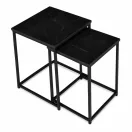 Dohányzóasztal szett, ModernHome GIC-T2S-1-14, fekete, négyzet alakú, 40 x 40 cm és 35 x 35 cm, magasság: 50,5 és 45,5 cm, acél váz, egymás alá tolható