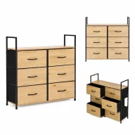   Komód, ModernHome GIC-C105-19, 80 x 87 x 24 cm, 6 fiókos, fém váz, textil tárolók, teherbírás: 2 kg/fiók, 5 kg/felső polc