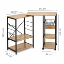 Konyhai tároló, ModernHome GIC-KS085-15, forgatható munkalappal, polcokkal, kosárral és akasztókkal
