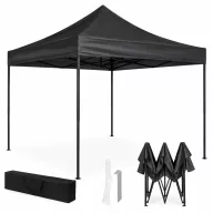   Kerti pavilon, MultiGarden PAW-FG-3X3-1, fekete, 3 x 3 m, fém vázzal, UV-álló és esőálló PE ponyva, 3,13 m állítható magassággal, hordtáskával